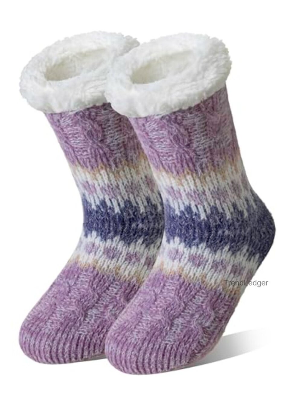 Fleece Lined Slipper Socks Non Slip Thermal Cozy Cabin Women Shoe 5-10
